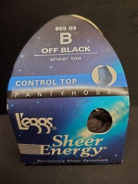 Vintage L'eggs Leggs Sheer Energy Control Top Panyhose Off Black